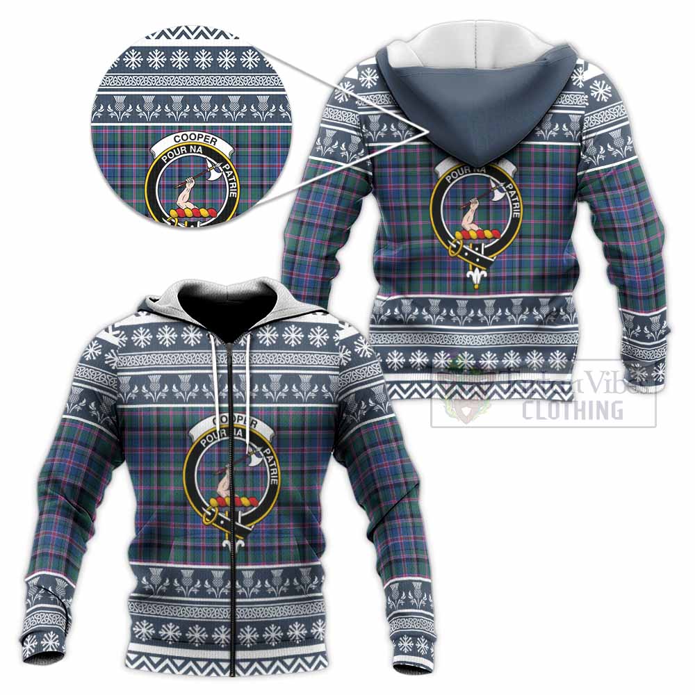 Cooper Clan Tartan Christmas Knitted Hoodie with Family Crest - Tartan Vibes Clothing