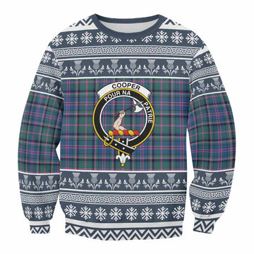 Cooper Clan Tartan Christmas Sweatshirt with Family Crest