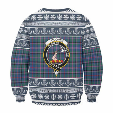 Cooper Clan Tartan Christmas Sweatshirt with Family Crest