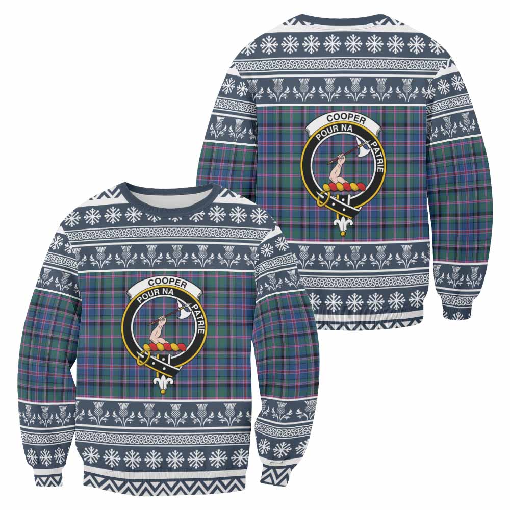 Cooper Clan Tartan Christmas Sweatshirt with Family Crest - Tartan Vibes Clothing