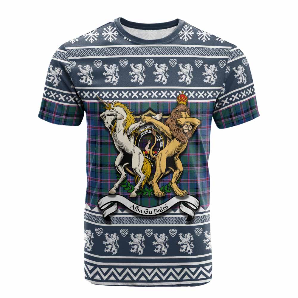 Cooper Clan Tartan Crest Christmas Cotton T-shirt Coat of Arms Funny Style - Tartan Vibes Clothing