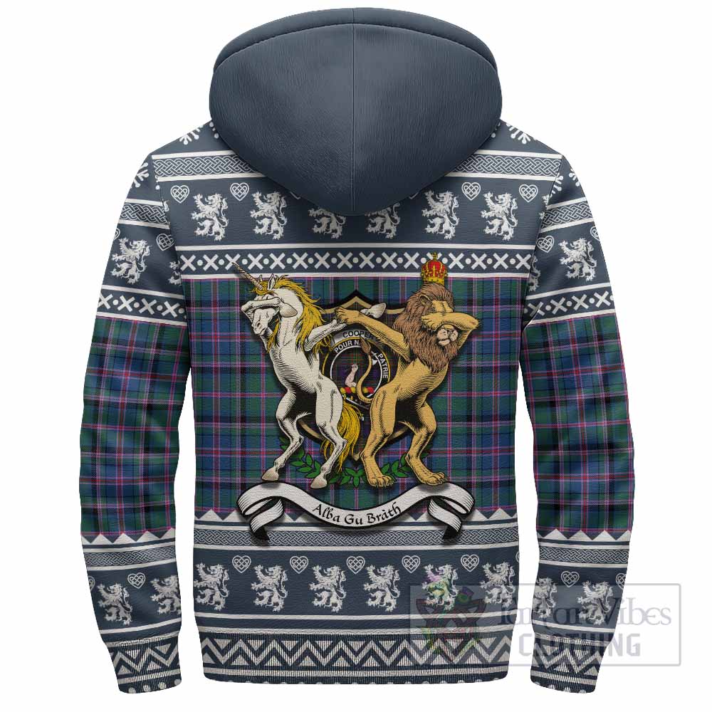 Cooper Clan Tartan Crest Christmas Fleece Hoodie Coat of Arms Funny Style - Tartan Vibes Clothing
