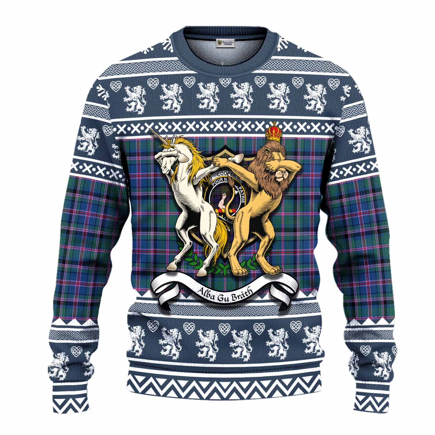Cooper Clan Tartan Crest Christmas Ugly Sweater Coat of Arms Funny Style - Tartan Vibes Clothing