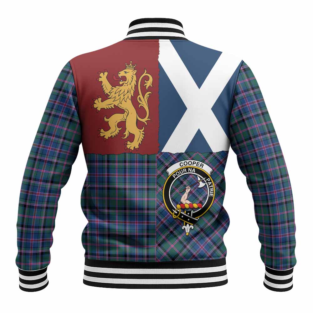 Cooper Crest Tartan Baseball Jacket with Lion Rampant Saltire Style