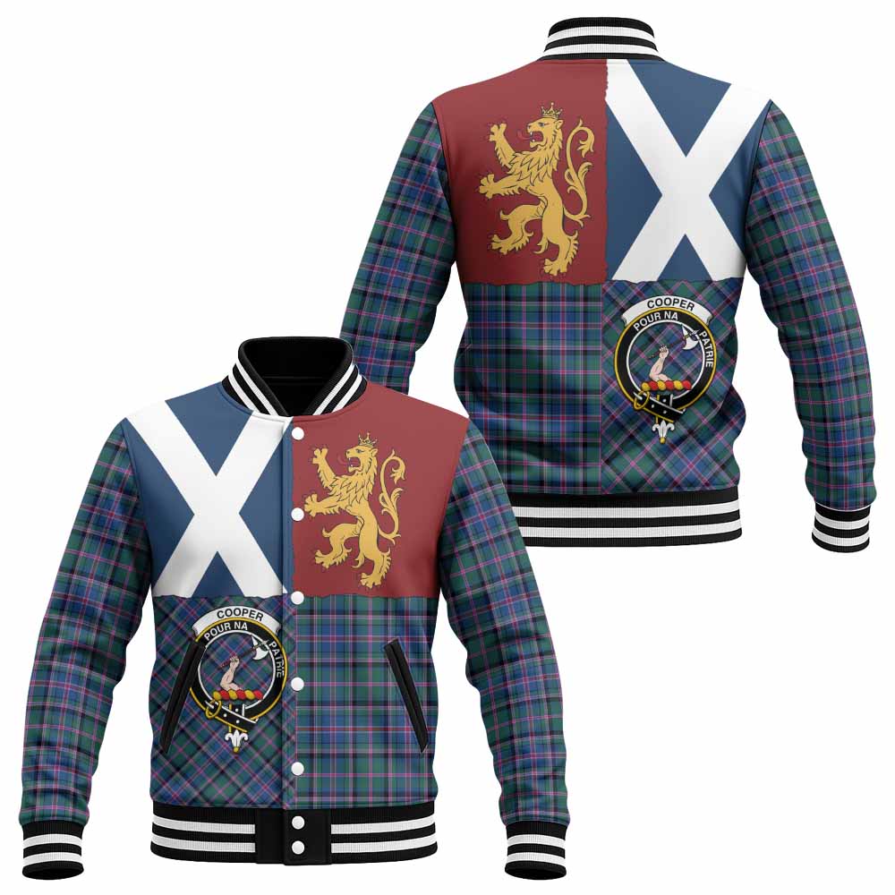 Cooper Crest Tartan Baseball Jacket with Lion Rampant Saltire Style