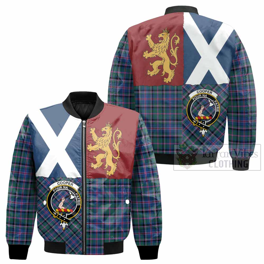 Cooper Crest Tartan Bomber Jacket with Lion Rampant Saltire Style