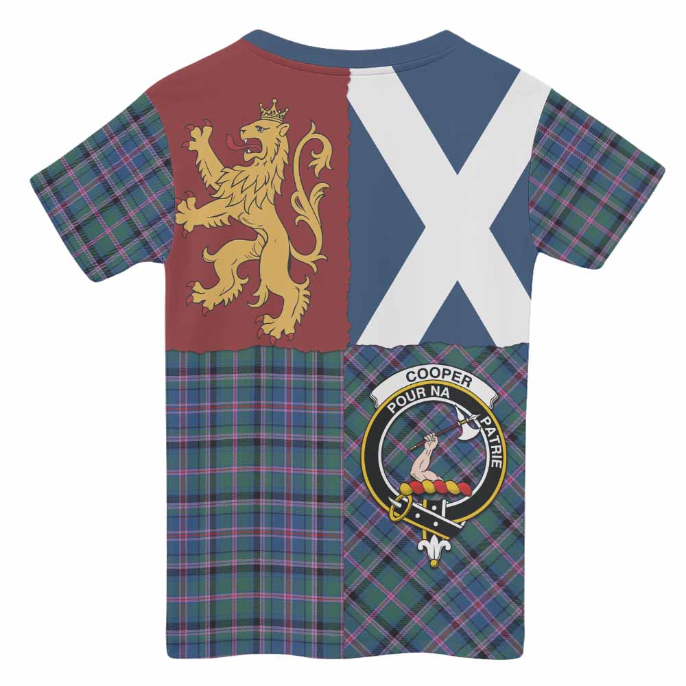 Cooper Crest Tartan Kid T-shirt with Lion Rampant Saltire Style - Tartan Vibes Clothing