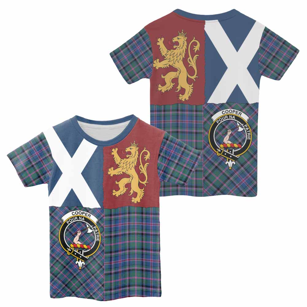 Cooper Crest Tartan Kid T-shirt with Lion Rampant Saltire Style - Tartan Vibes Clothing