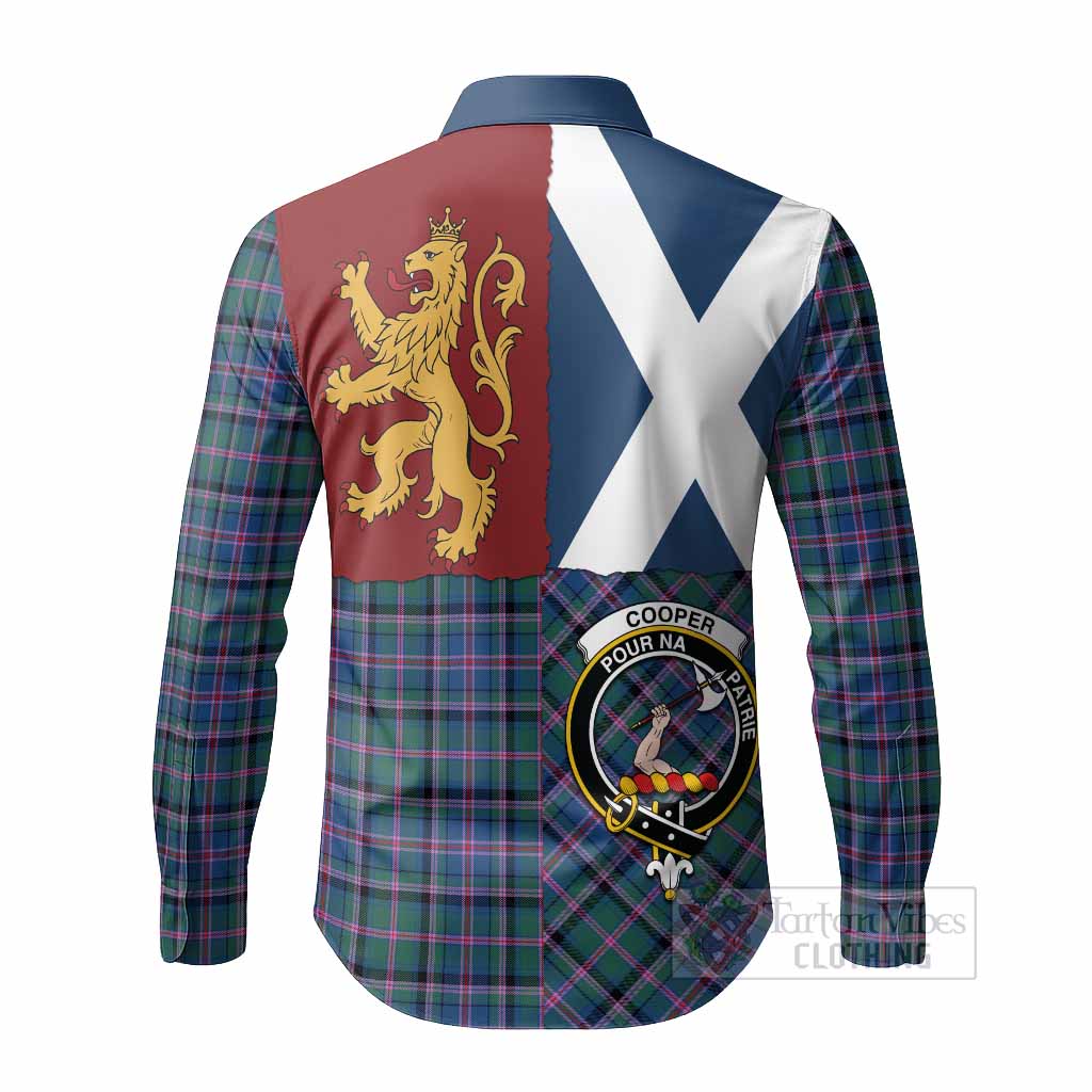Cooper Crest Tartan Long Sleeve Button Shirts with Lion Rampant Saltire Style
