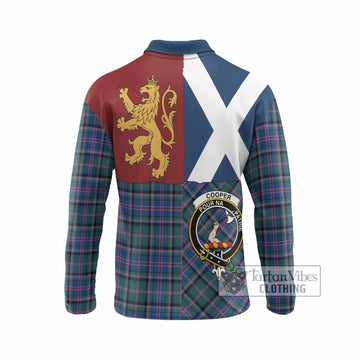 Cooper Crest Tartan Long Sleeve Polo Shirt with Lion Rampant Saltire Style