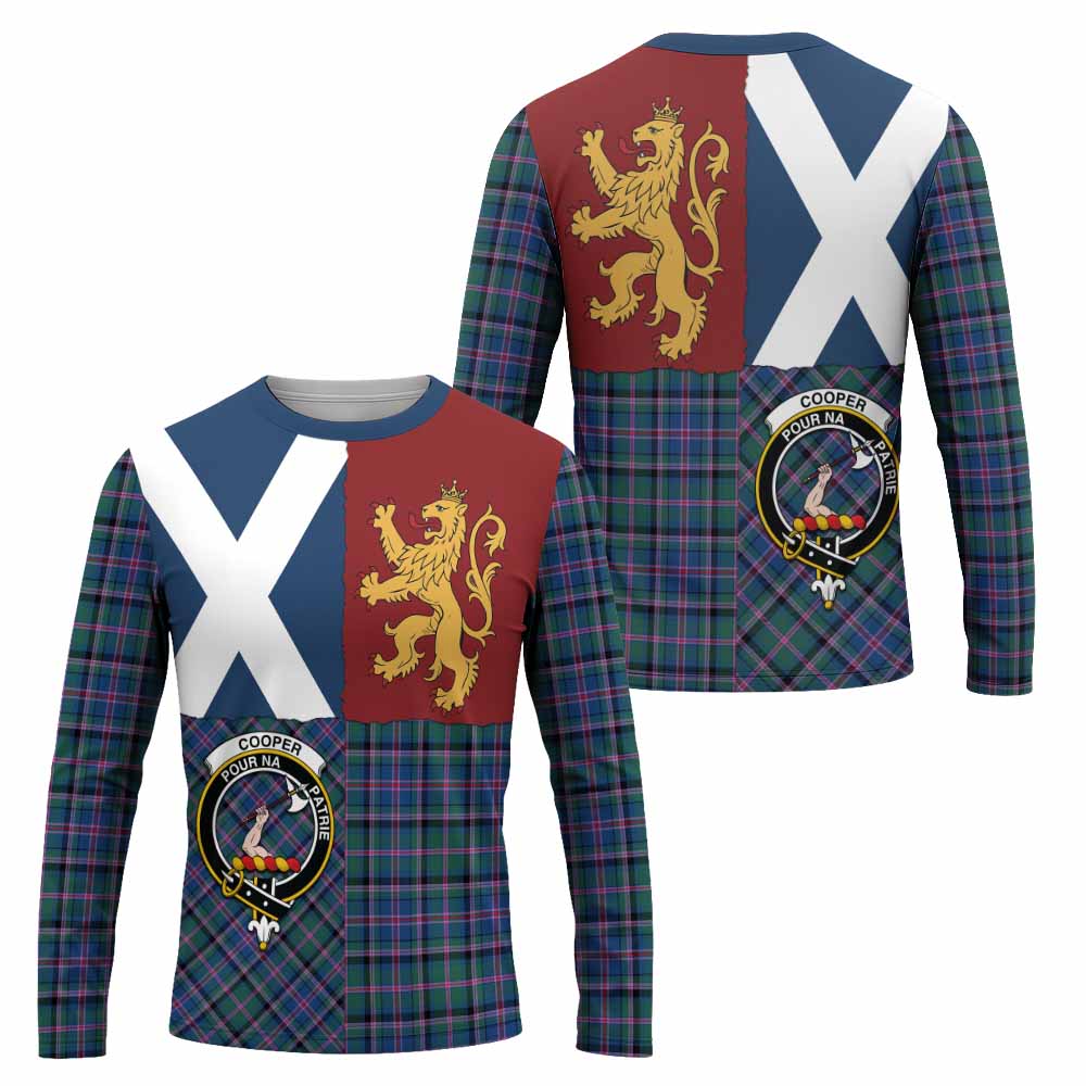 Cooper Crest Tartan Long Sleeve T-Shirt with Lion Rampant Saltire Style