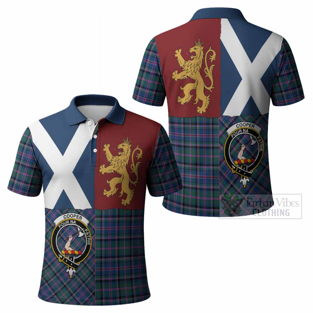 Cooper Crest Tartan Polo Shirt with Lion Rampant Saltire Style