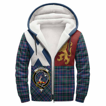 Cooper Crest Tartan Sherpa Hoodie with Lion Rampant Saltire Style