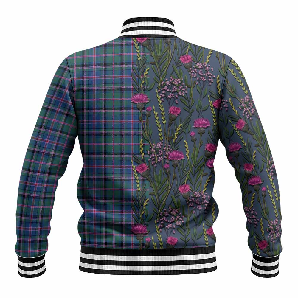 Cooper Family Crest Tartan Baseball Jacket Scottish Thistle Flower Pattern Half Style - Tartan Vibes Clothing