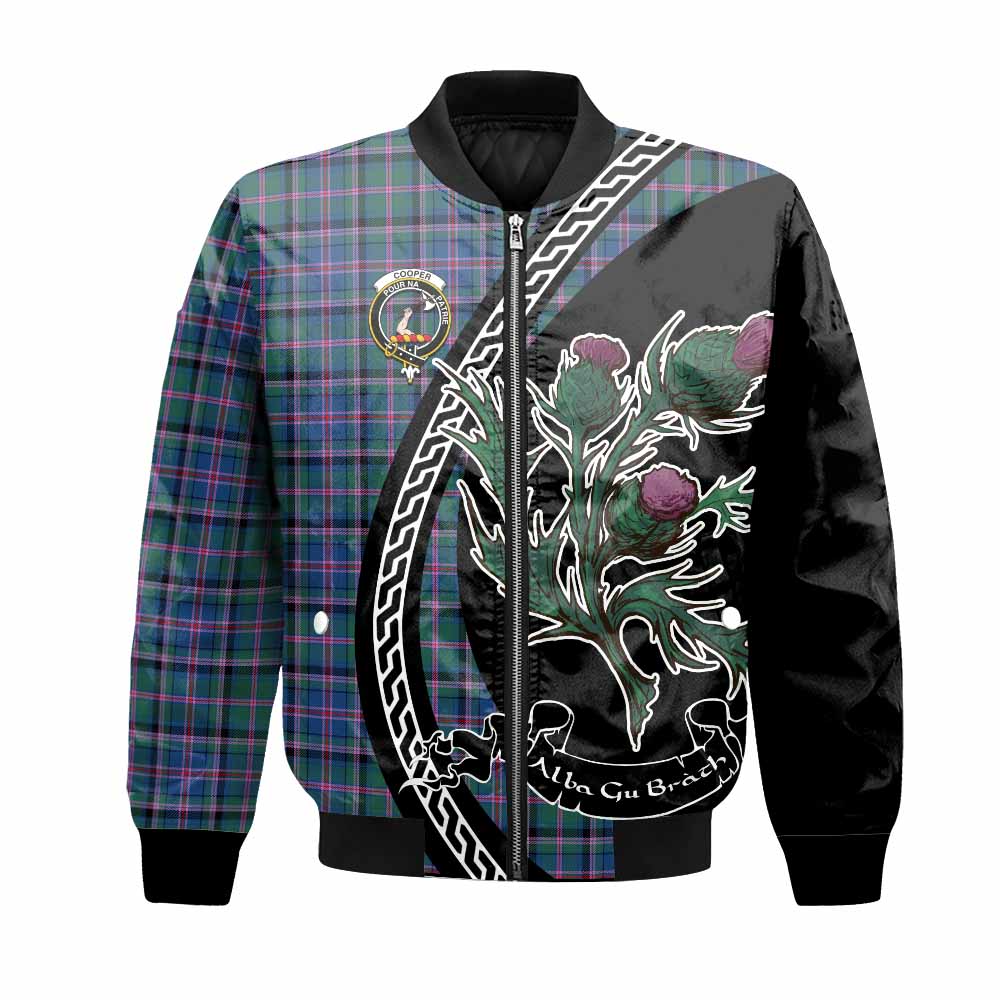 Cooper Family Crest Tartan Bomber Jacket Alba Thistle Inspired - Tartan Vibes Clothing