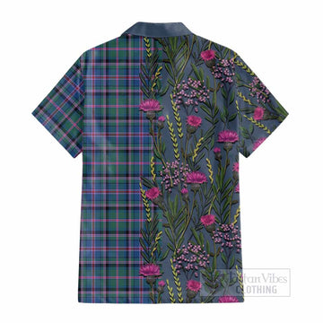 Cooper Family Crest Tartan Cotton Hawaiian Shirt Scottish Thistle Flower Pattern Half Style - Tartan Vibes Clothing