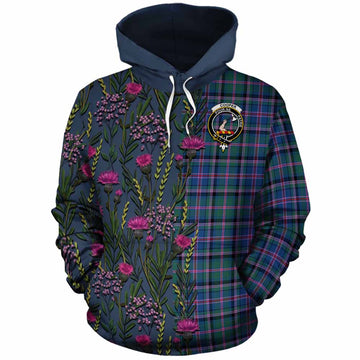 Cooper Family Crest Tartan Cotton Hoodie Scottish Thistle Flower Pattern Half Style