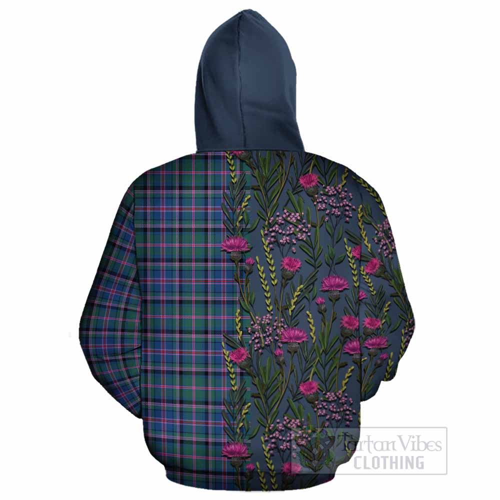 Cooper Family Crest Tartan Cotton Hoodie Scottish Thistle Flower Pattern Half Style - Tartan Vibes Clothing