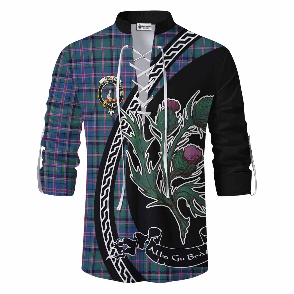 Cooper Family Crest Tartan Ghillie Shirt Alba Thistle Inspired - Tartan Vibes Clothing