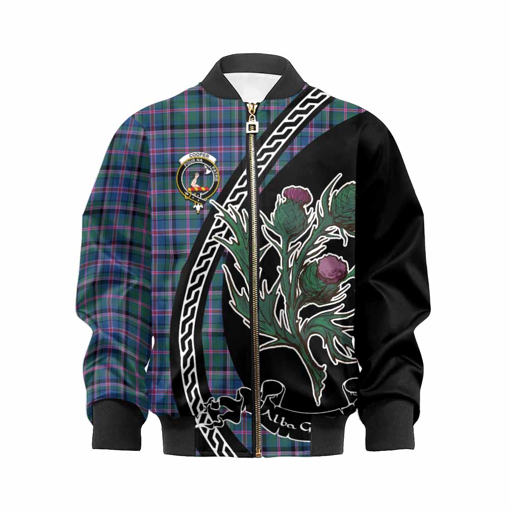 Cooper Family Crest Tartan Kid Bomber Jacket Alba Thistle Inspired - Tartan Vibes Clothing