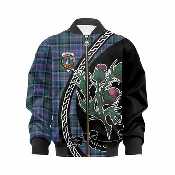 Cooper Family Crest Tartan Kid Bomber Jacket Alba Thistle Inspired