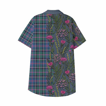 Cooper Family Crest Tartan Kid Hawaiian Shirt Scottish Thistle Flower Pattern Half Style - Tartan Vibes Clothing