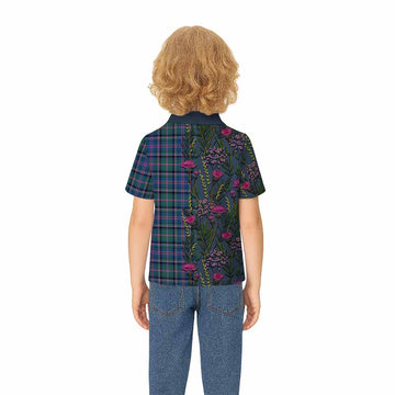 Cooper Family Crest Tartan Kid Polo Shirt Scottish Thistle Flower Pattern Half Style - Tartan Vibes Clothing