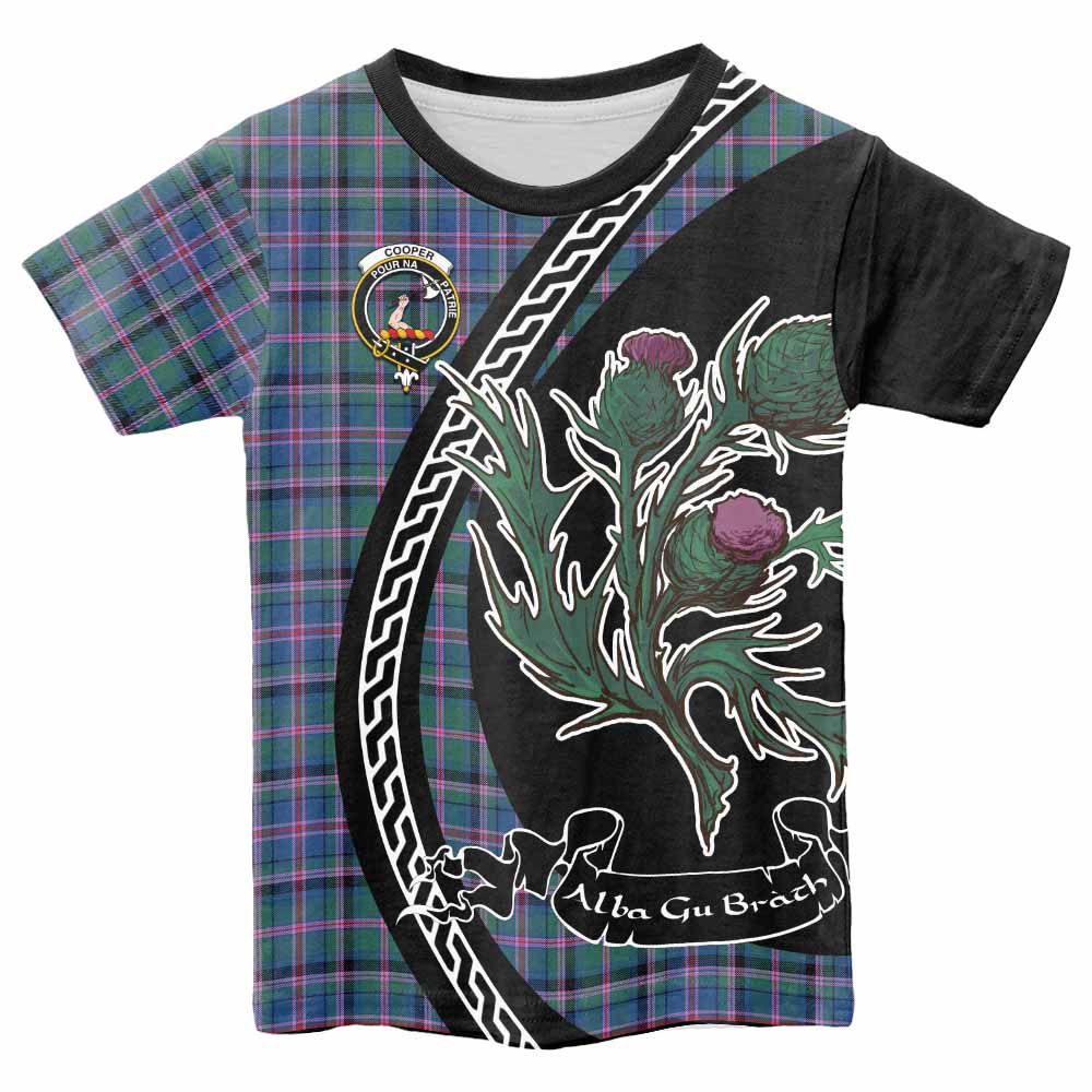 Cooper Family Crest Tartan Kid T-shirt Alba Thistle Inspired - Tartan Vibes Clothing