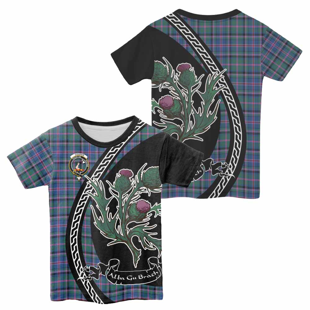 Cooper Family Crest Tartan Kid T-shirt Alba Thistle Inspired - Tartan Vibes Clothing