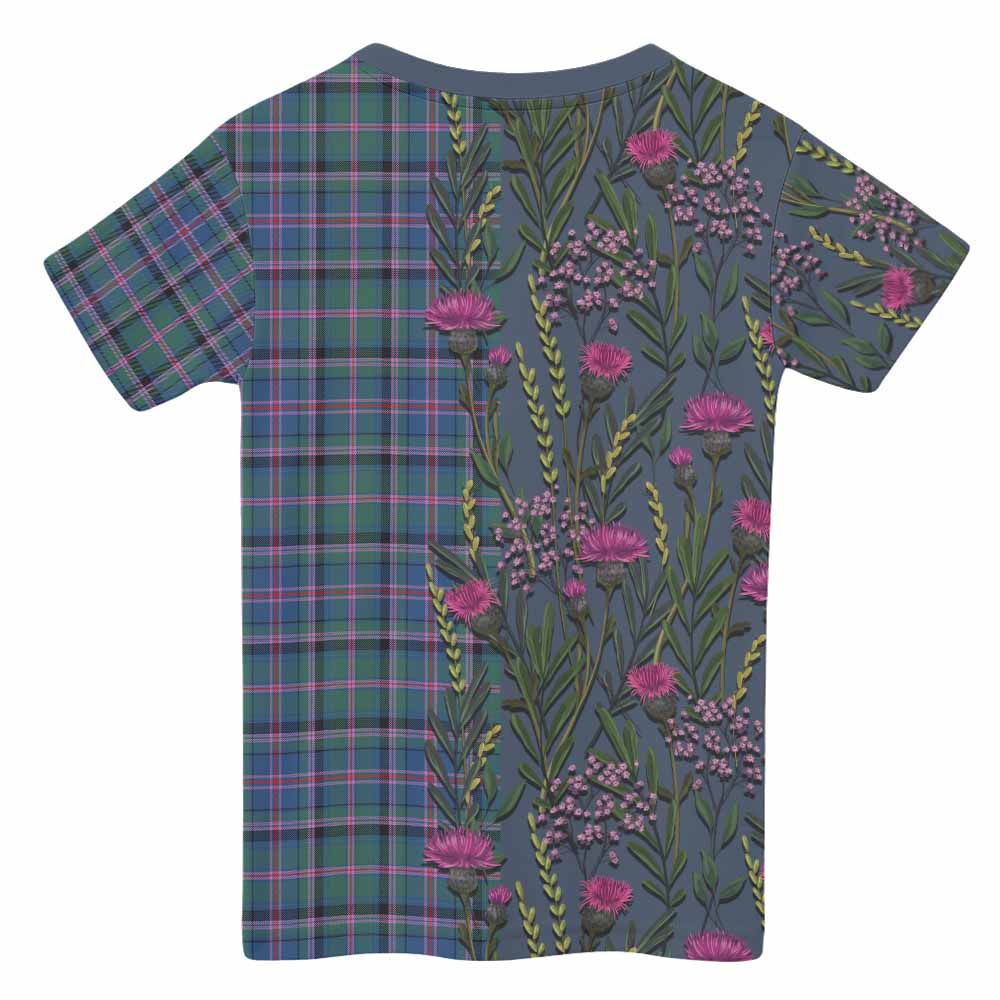 Cooper Family Crest Tartan Kid T-shirt Scottish Thistle Flower Pattern Half Style - Tartan Vibes Clothing