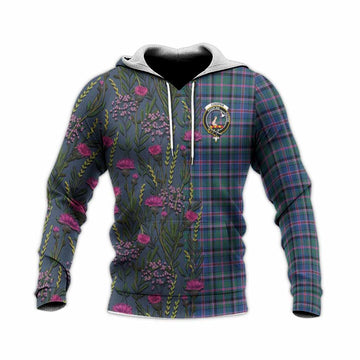 Cooper Family Crest Tartan Knitted Hoodie Scottish Thistle Flower Pattern Half Style