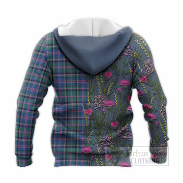 Cooper Family Crest Tartan Knitted Hoodie Scottish Thistle Flower Pattern Half Style