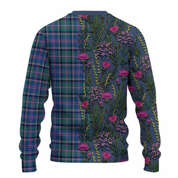 Cooper Family Crest Tartan Knitted Sweater Scottish Thistle Flower Pattern Half Style