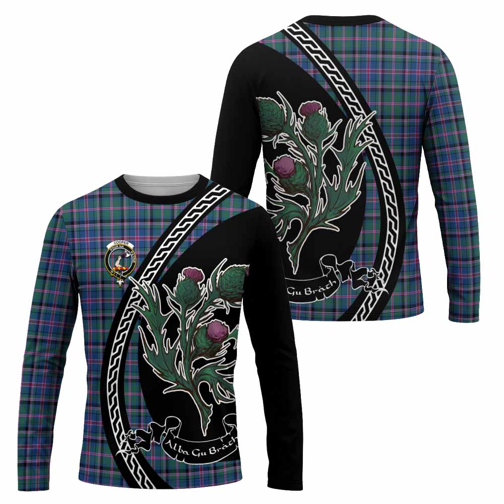 Cooper Family Crest Tartan Long Sleeve T-Shirt Alba Thistle Inspired - Tartan Vibes Clothing