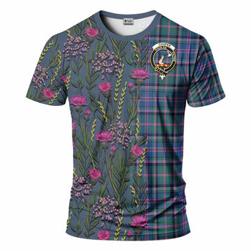 Cooper Family Crest Tartan T-Shirt Scottish Thistle Flower Pattern Half Style - Tartan Vibes Clothing