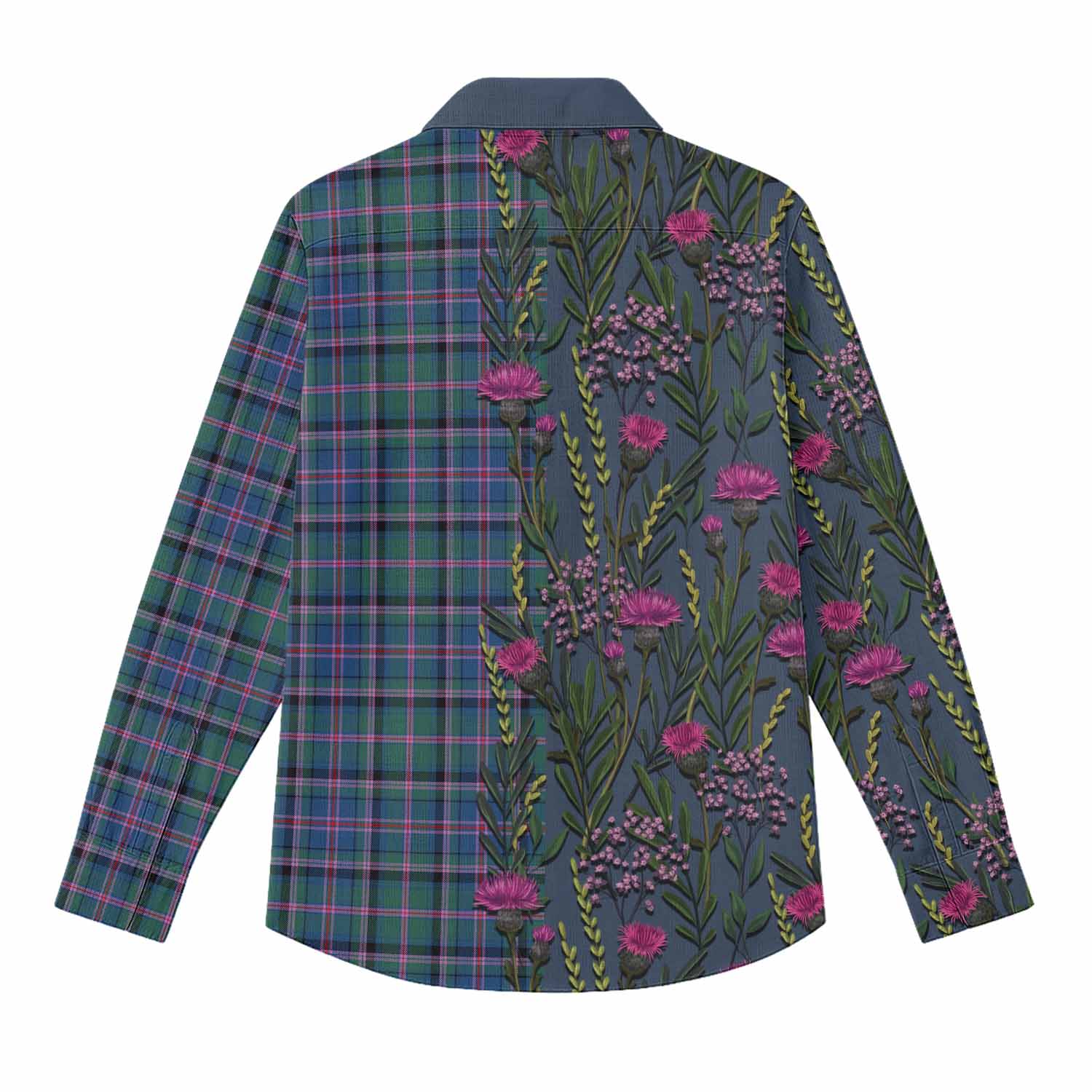 Cooper Family Crest Tartan Women Casual Shirt Scottish Thistle Flower Pattern Half Style - Tartan Vibes Clothing