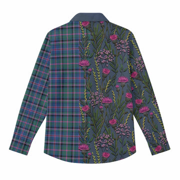 Cooper Family Crest Tartan Women Casual Shirt Scottish Thistle Flower Pattern Half Style - Tartan Vibes Clothing