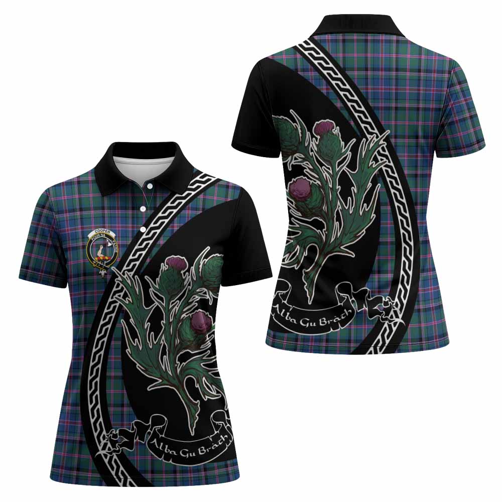 Cooper Family Crest Tartan Women Polo Shirt Alba Thistle Inspired - Tartan Vibes Clothing