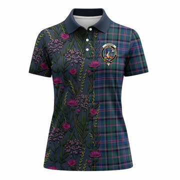 Cooper Family Crest Tartan Women Polo Shirt Scottish Thistle Flower Pattern Half Style - Tartan Vibes Clothing