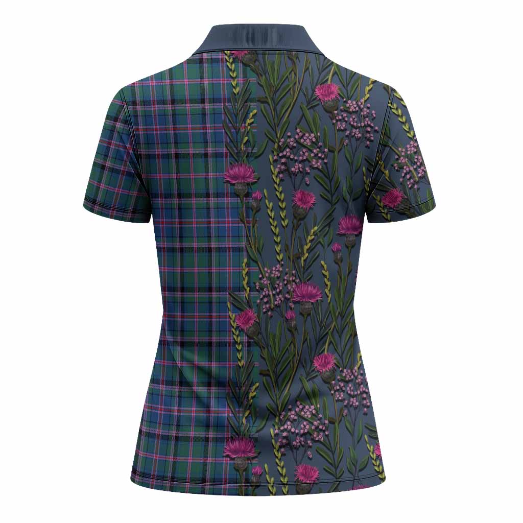 Cooper Family Crest Tartan Women Polo Shirt Scottish Thistle Flower Pattern Half Style - Tartan Vibes Clothing