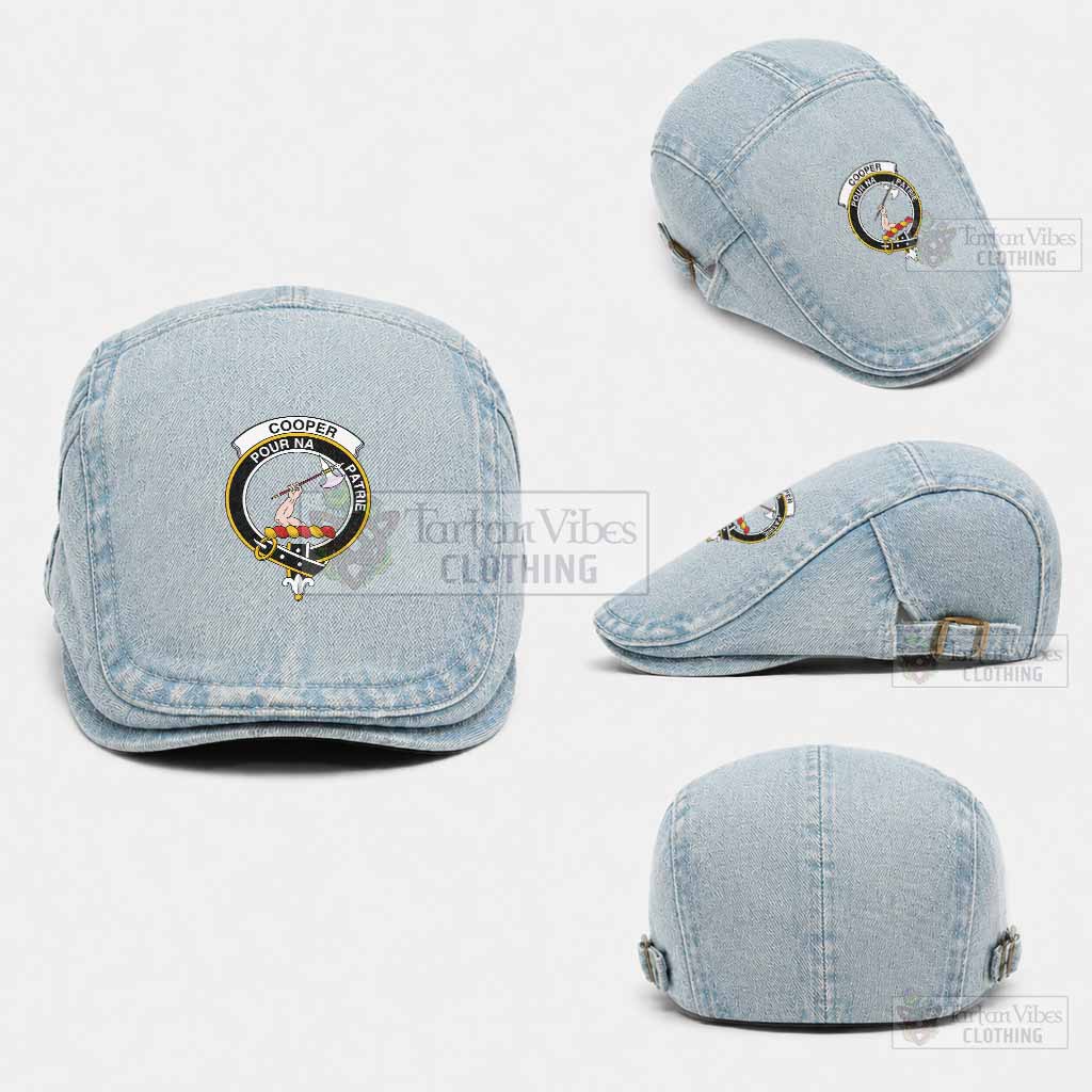 Cooper Scottish Clan Crest Washed Flat Cap - Unisex Jeff Cap One Size (Adjustable) Light Blue - Tartan Vibes Clothing