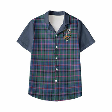 Cooper Tartan Accent Kid Hawaiian Shirt with Family Crest