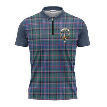 Cooper Tartan Accent Zipper Polo Shirt with Family Crest