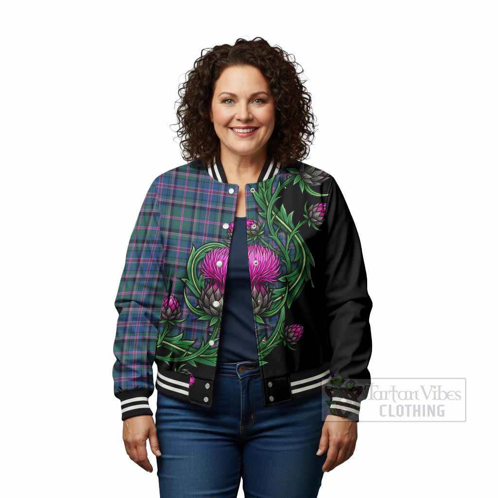 Cooper Tartan Baseball Jacket Resilient Scottish Thistle - Tartan Vibes Clothing