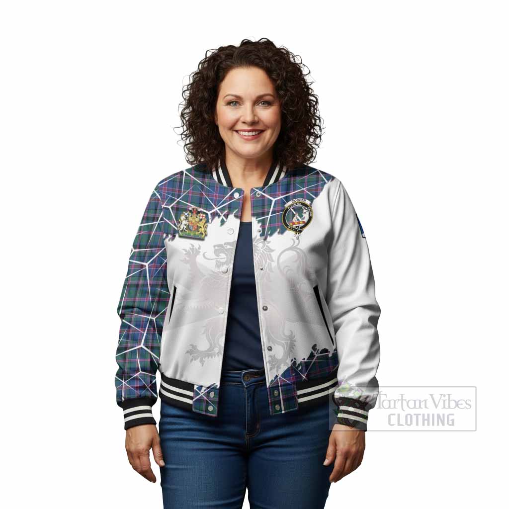 Cooper Tartan Baseball Jacket with Family Crest and Lion Rampant Grunge Style