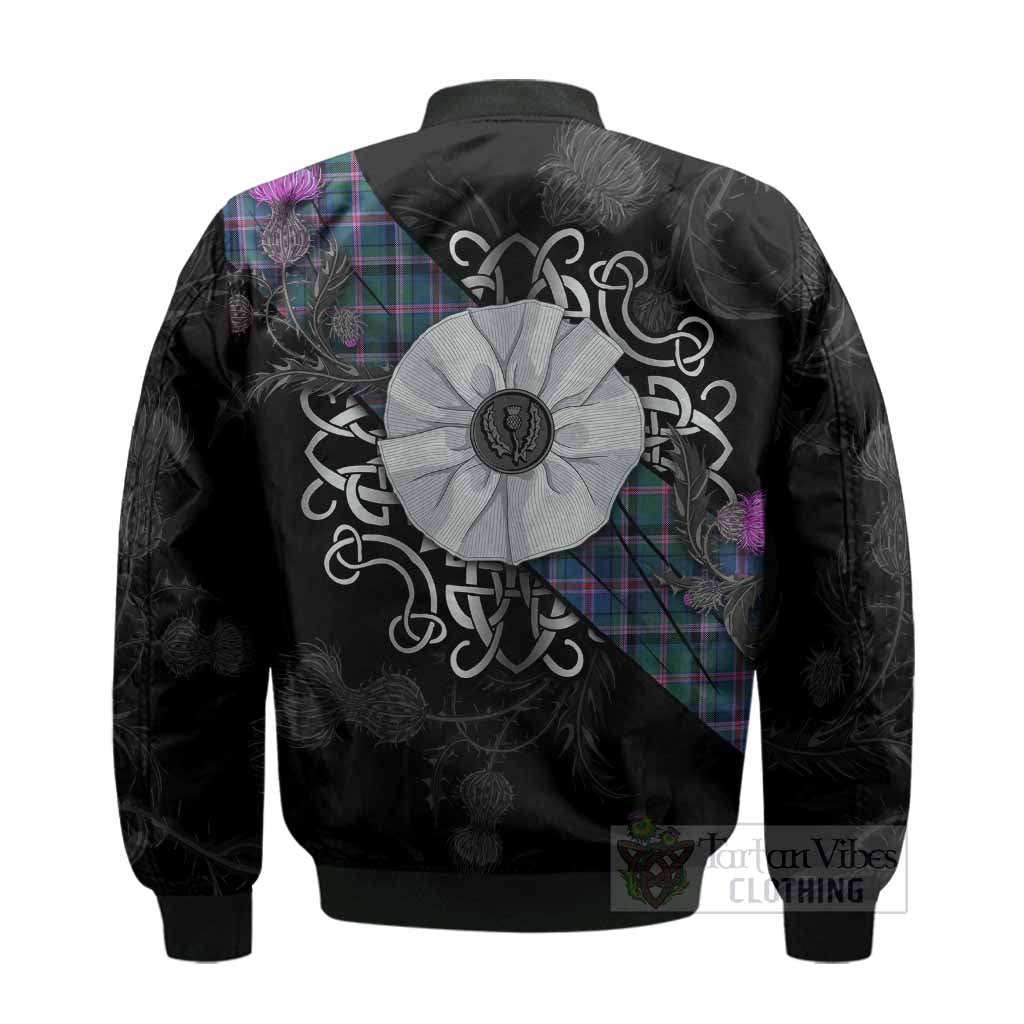 Cooper Tartan Bomber Jacket Jacobite White Rose - Tartan Vibes Clothing