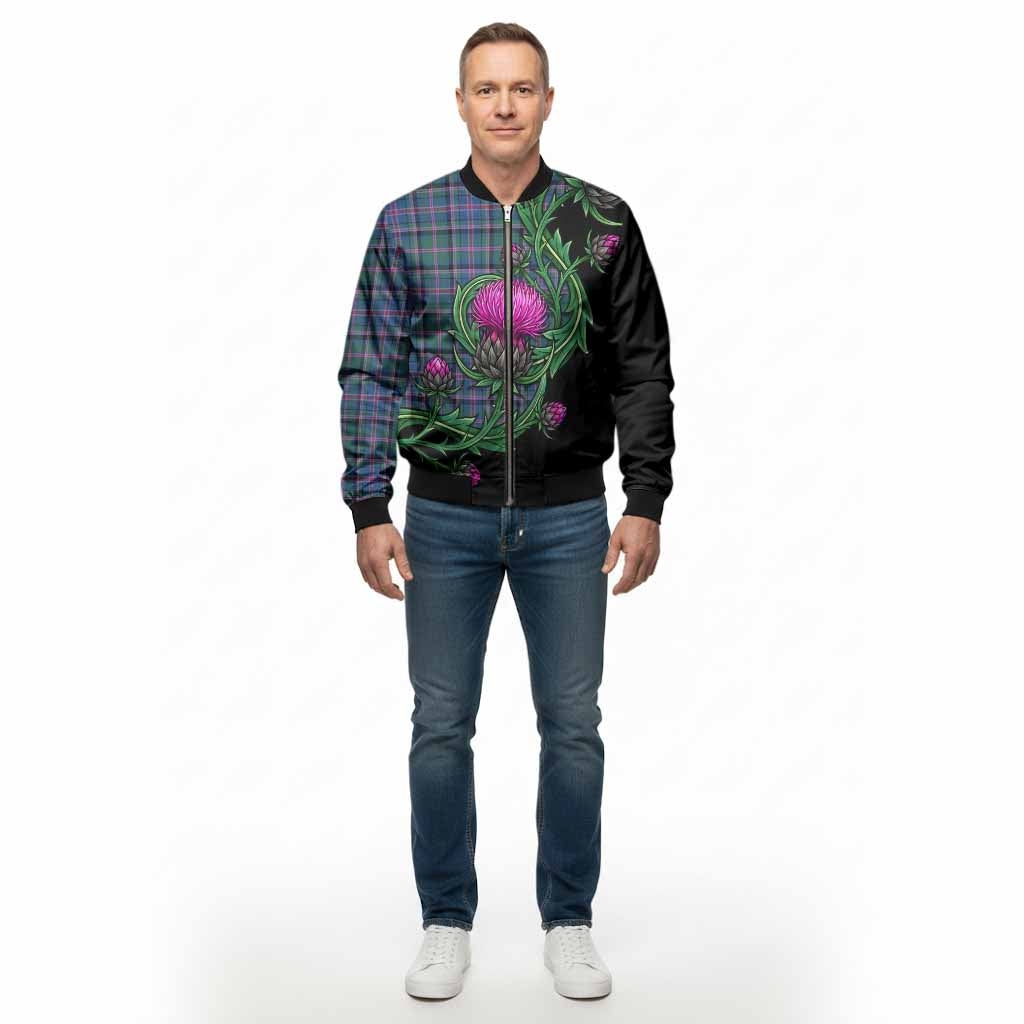 Cooper Tartan Bomber Jacket Resilient Scottish Thistle - Tartan Vibes Clothing