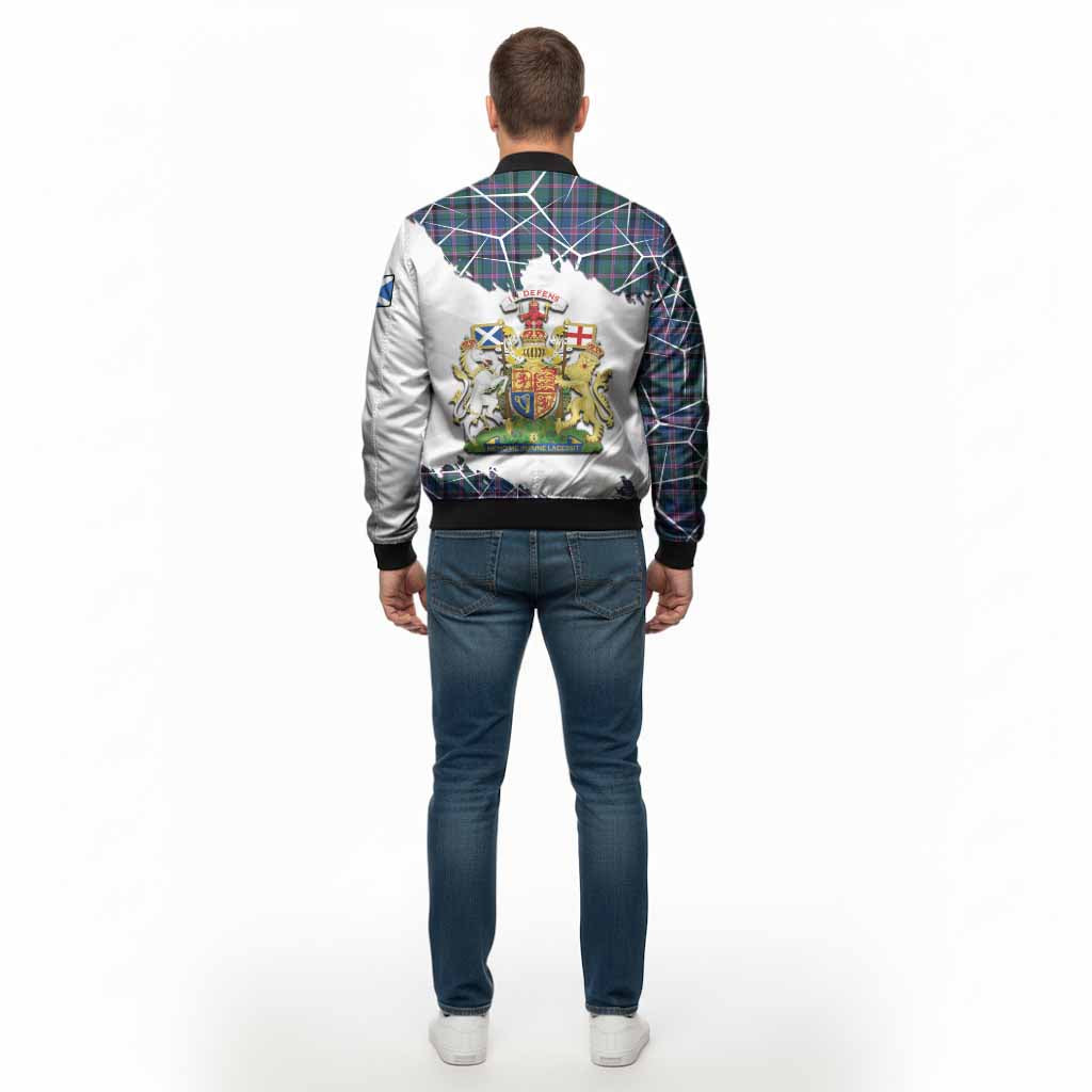 Cooper Tartan Bomber Jacket with Family Crest and Lion Rampant Grunge Style