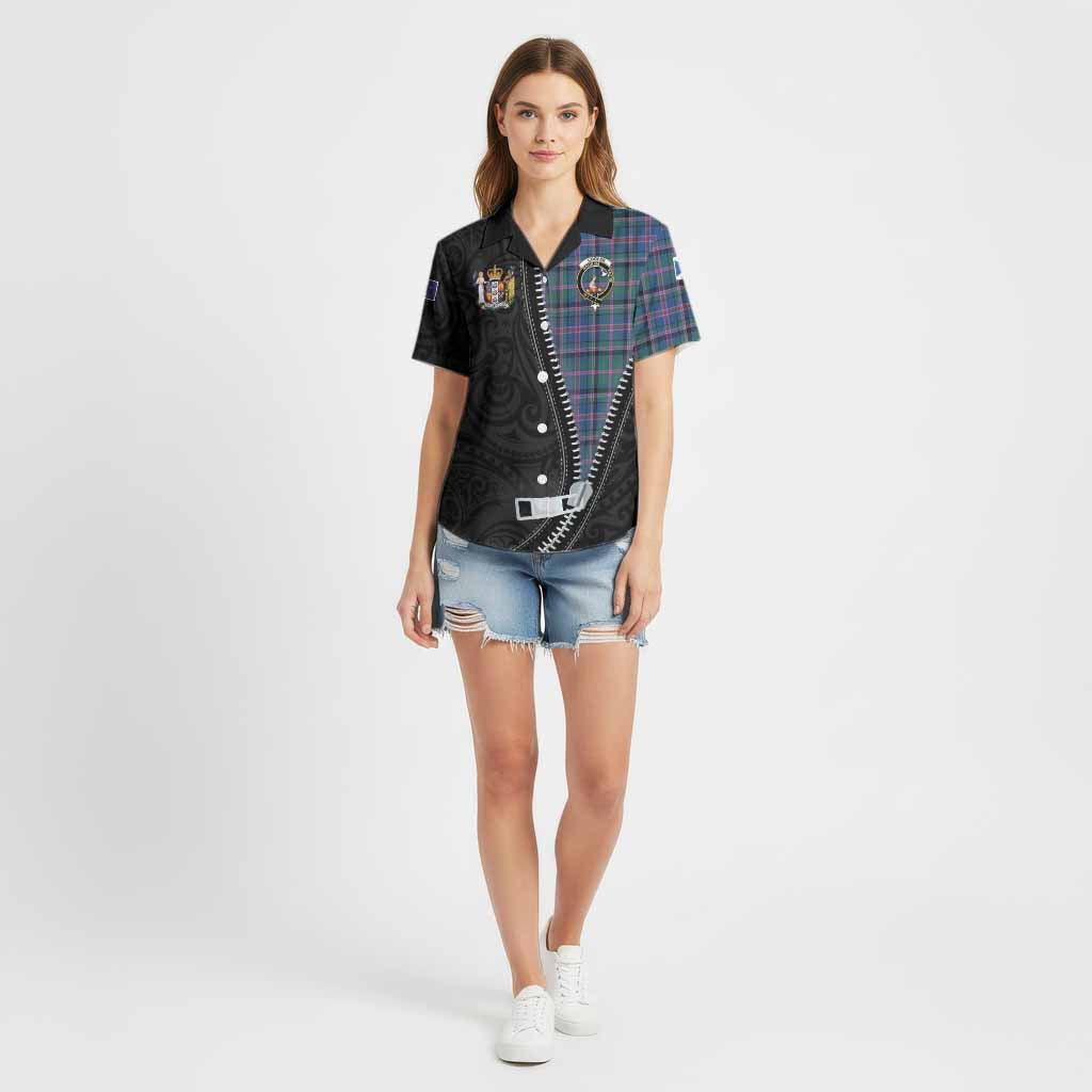 Cooper Tartan Cotton Hawaiian Shirt New Zealand Pattern Unique Zipper Stylized