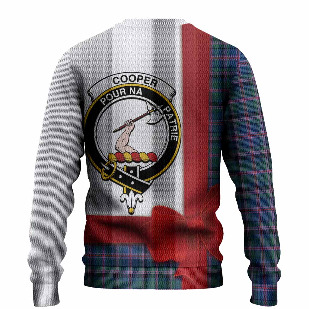 Cooper Tartan Crest Christmas Christmas Ugly Sweater Highland Cow Bagpipes Coquette Bow Style
